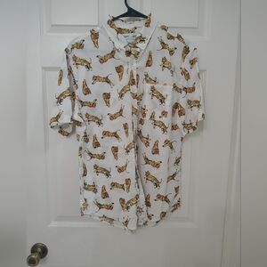 Men's White Tiger Print Shirt
